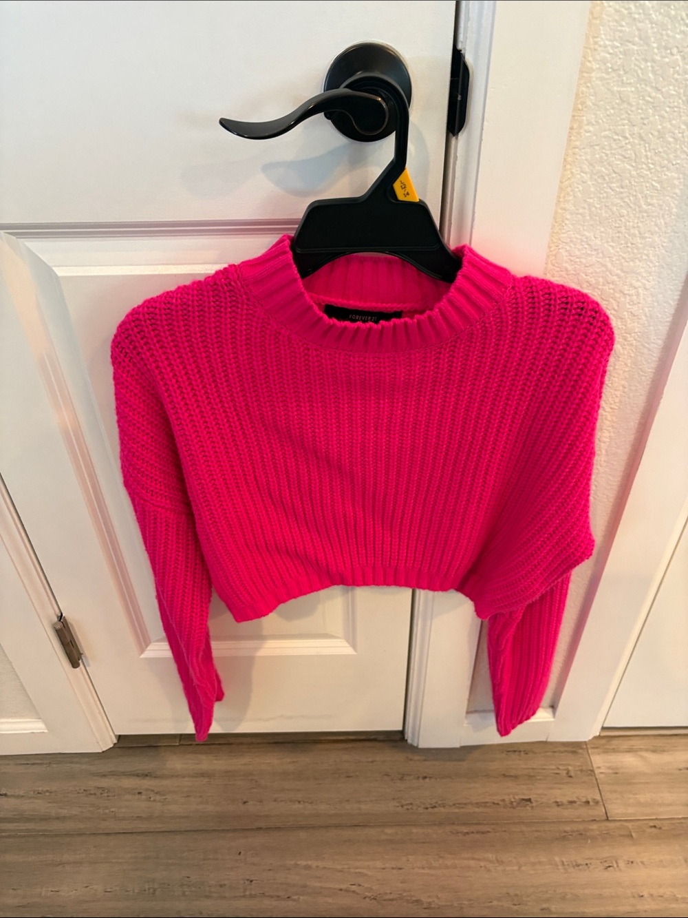 Hot Pink Cropped Forever 21 Ribbed Sweater